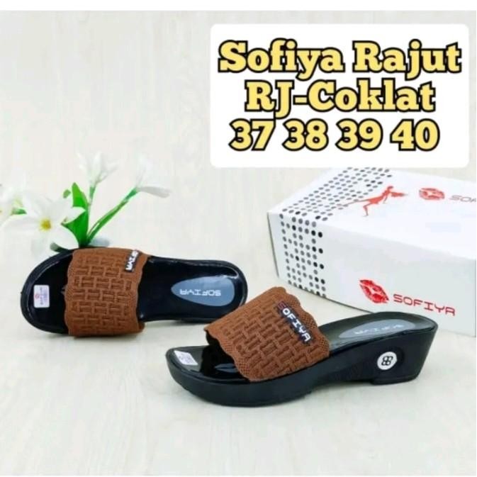 JTTOP" SANDAL WANITA WEDGES SOFIYA TERLARIS-SANDAL SOFIYA RAJUT TERLARIS KARET SLIP RESISTANT S