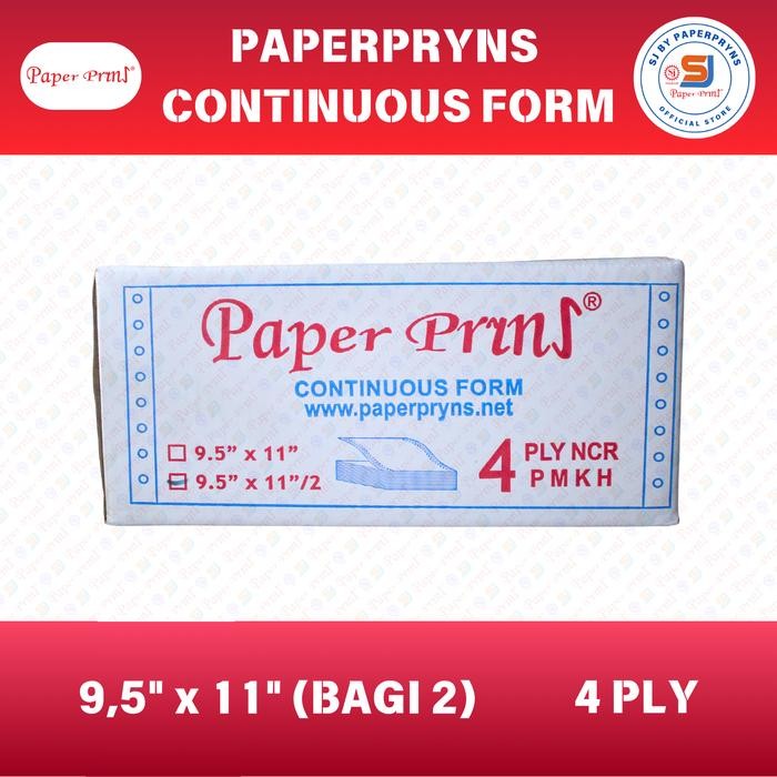 

PAPERPRYNS Continuous Form 9,5" 11/2" (BAGI 2) - 4 PLY - NCR Sheets