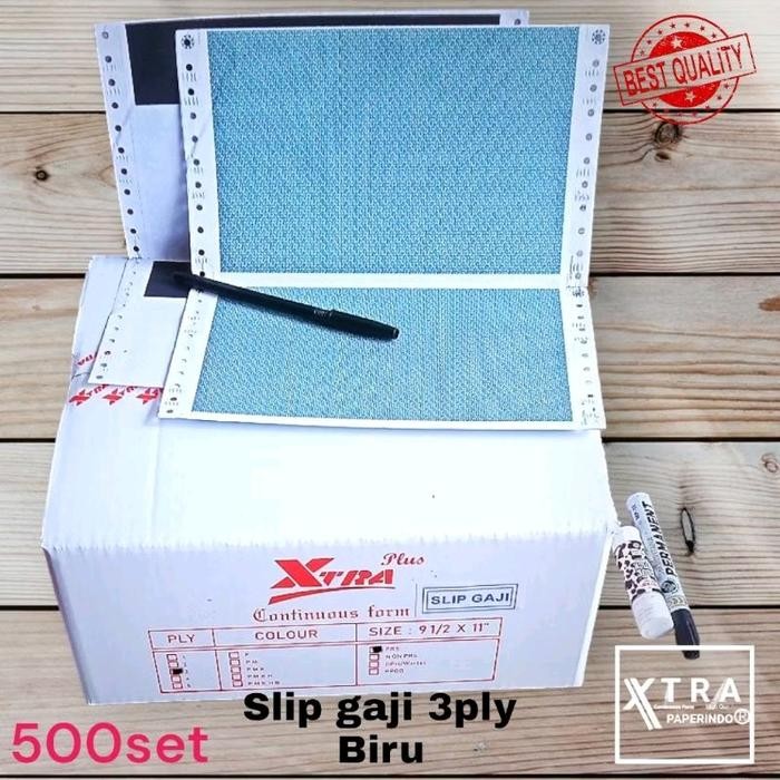 

kertas slip gaji 3ply 500set 9.5 x 11 /2 carbonise BIRU