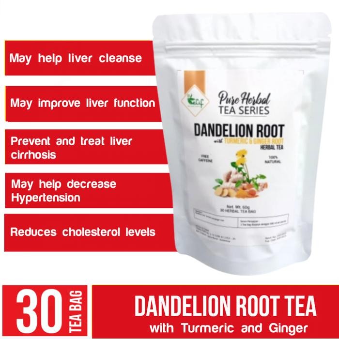 

Dandelion Root Turmeric Ginger Herbal Tea for Liver Cleanse (30 Bag)