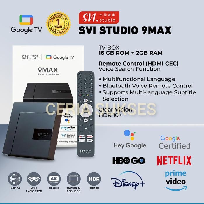 SVI CLOUD 9MAX TV ANDROID RAM 2GB ROM 16GB GOOGLE TV