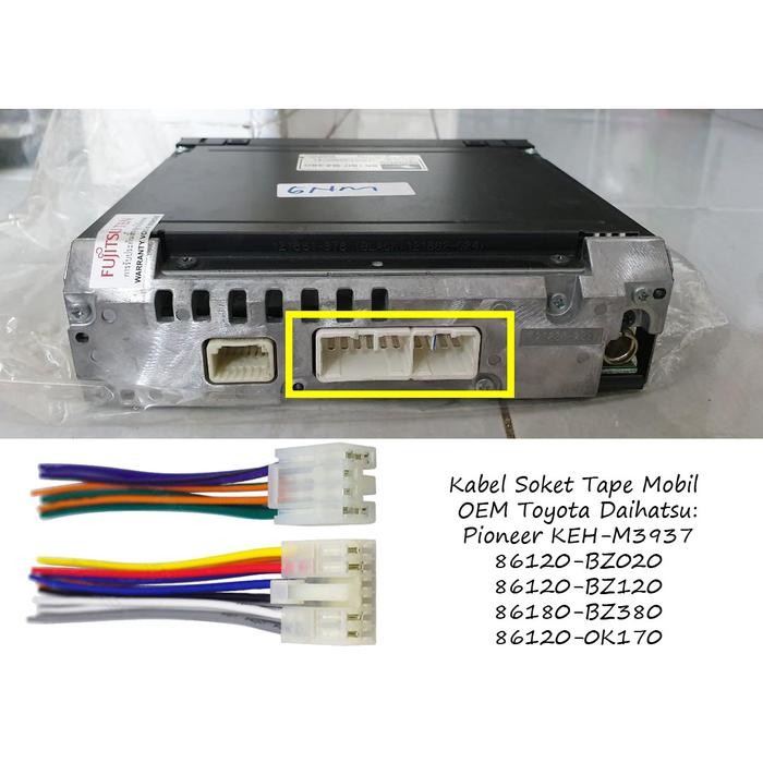 PREMIUM Kabel Soket Tape Mobil OEM Toyota Daihatsu Pioneer KEH-M3937 86120-BZ020 86120-BZ120