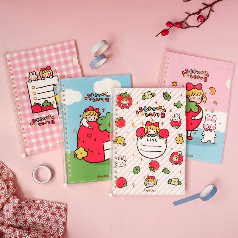 

Strawberry Girl Loose Leaf File BINDER Buku NOTEBOOK Spiral B5 45 Lembar Ruled Lucu Unik Murah