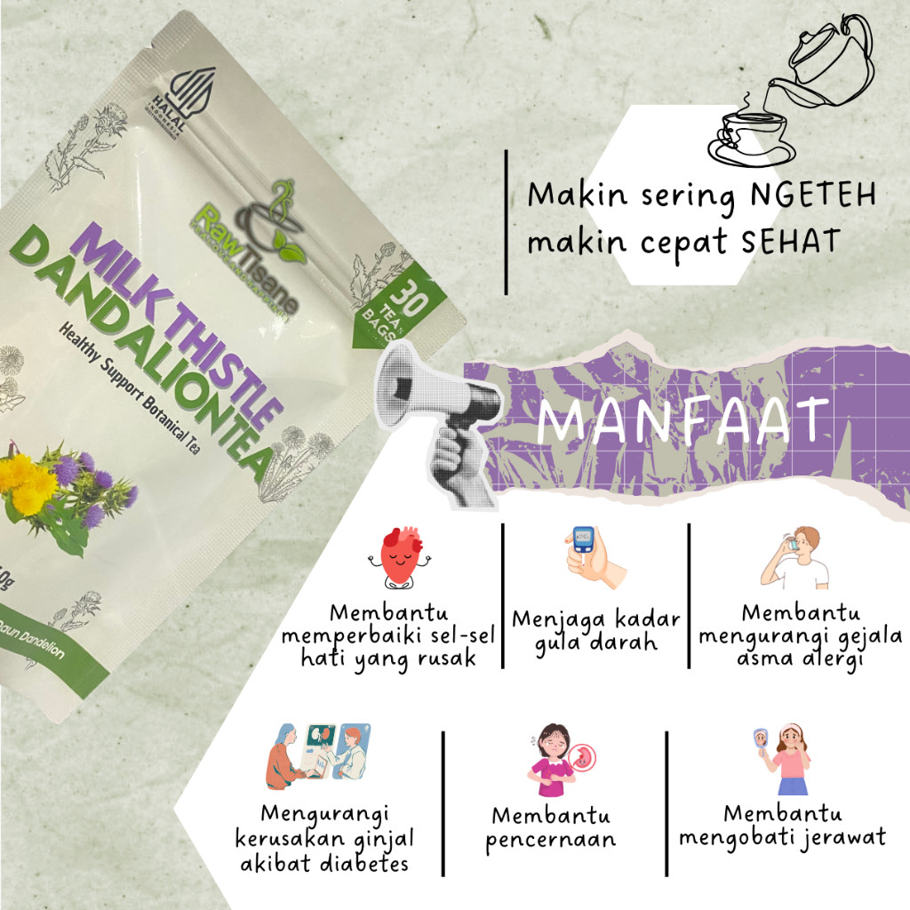

WHYN!! RAW TISANE Milk Thistle With Dandelion Leaf Tea : Teh Celup Biji Milk Thistle & Daun