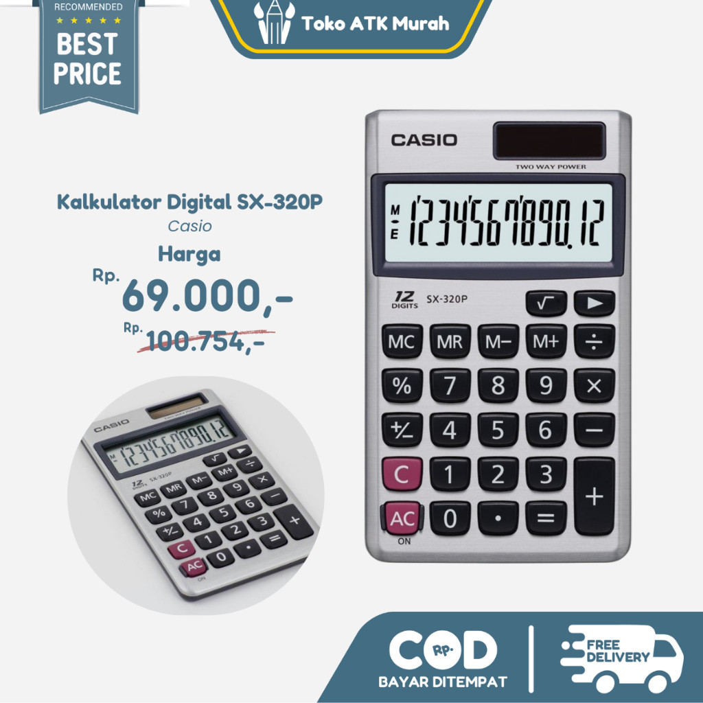 

Calculator Casio SX-320P Kalkulator Saku 8 Digit Original Mini & Praktis WE!!