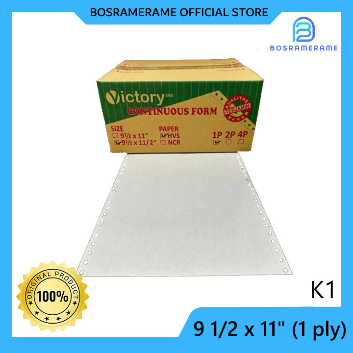 

Continuous Form / Kertas Komputer VICTORY HVS 60 GR 9 1/2 x 11" (1 Ply) WE!!