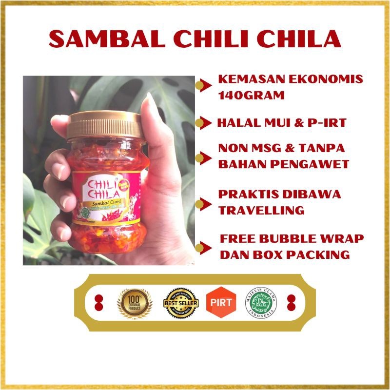 

SAMBAL CHILI CHILA KEMASAN BOTOL SAMBEL EKONOMIS PRAKTIS 140GRAM READY TO EAT AIZA