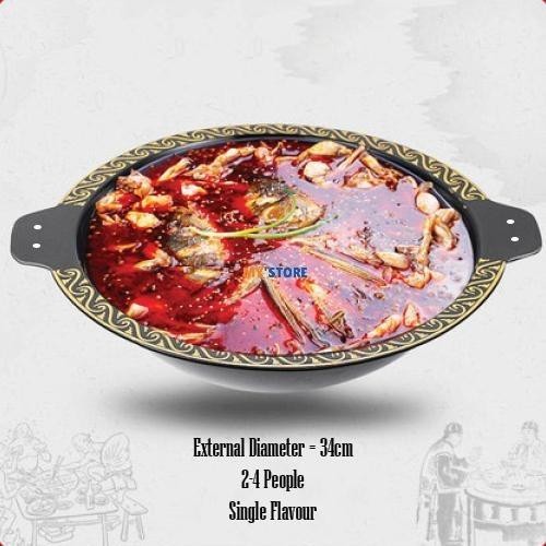 Panci Hotpot 1 Rasa Naga Shabu Shabu Steamboat Hitam Merah Emas Resto #Gratisongkir