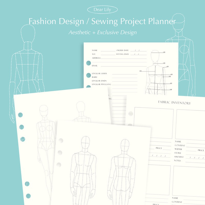 

DEAR LILY - SEWING PLANNER A5 / B5 / A4 / Isi Kertas Binder / Buku Sketsa Fashion Binder Fashion
