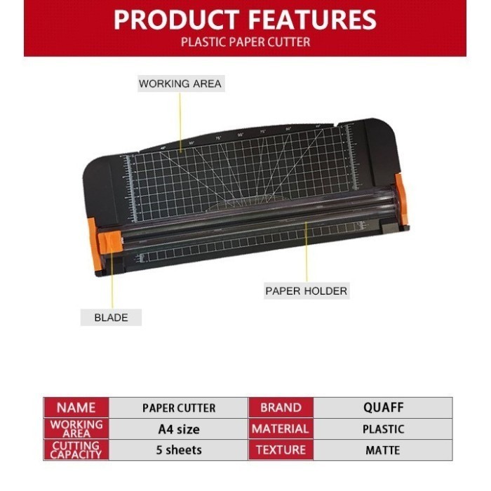 

No Na - Paper Cutter A4 Plastic / Alat Potong Kertaspaper Cutter Merk Quaff