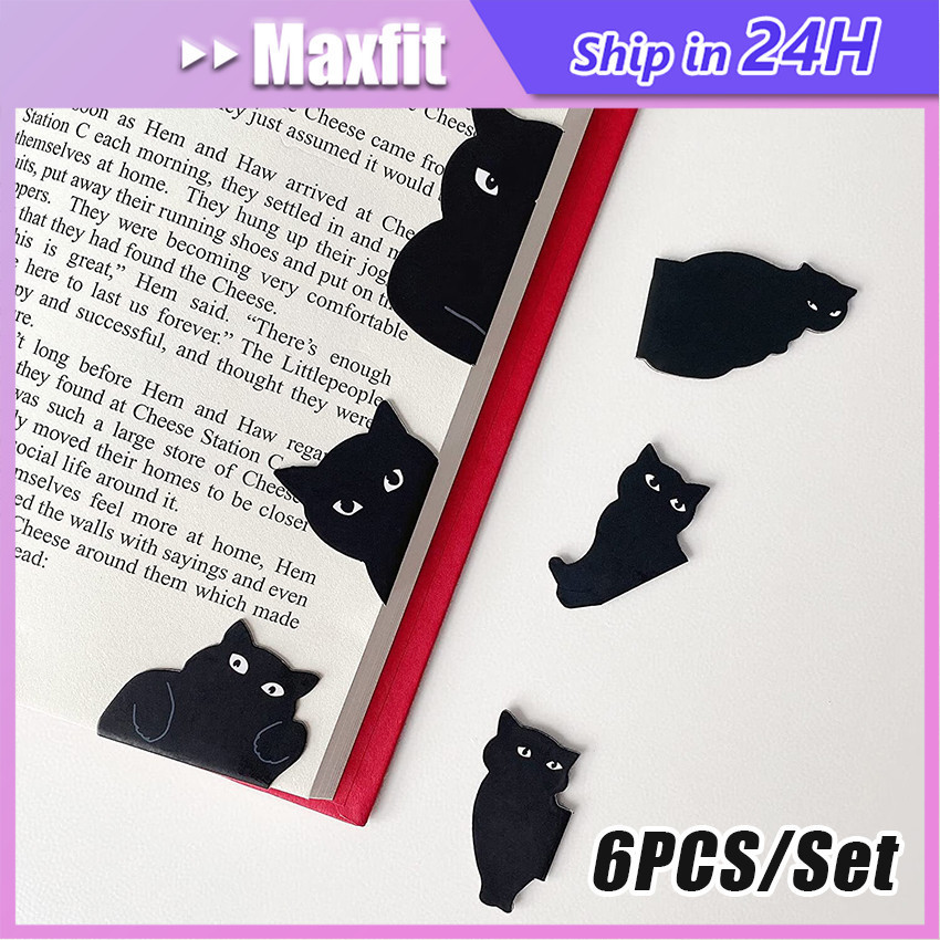 

6Pcs/Set Pembatas Buku Magnet Lucu Kucing Hitam Cat Magnetic Bookmark Fancy Stationery WE!!