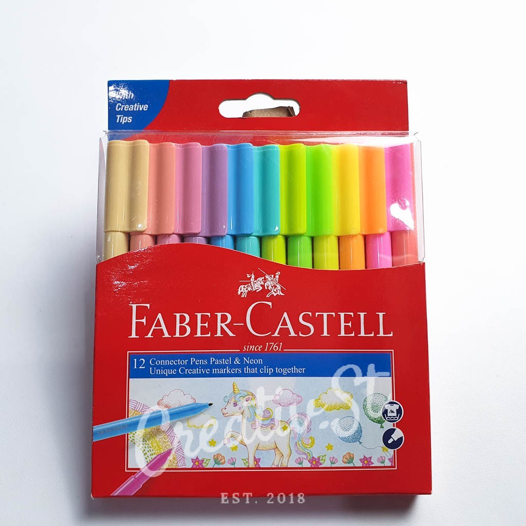 

FABER CASTELL Connector Pen 12 Pastel Color Spidol Warna Pulpen Warna WE!!!