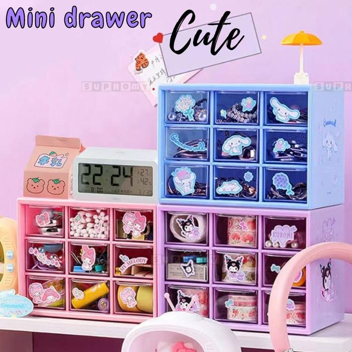 Stiker hadiah Lemari plastik / lemari plastik susun / Mini 9 Sekat Kotak Penyimpanan / serbaguna