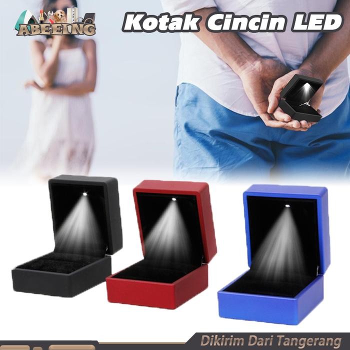 Tempat Cincin Wedding Lamaran Dengan Lampu LED Kotak Cincin Box Kotak