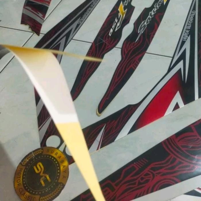 STICKER STRIPING BODY SET SUZUKI SATRIA FU 150 HITAM ABU 2011 ORIGINAL