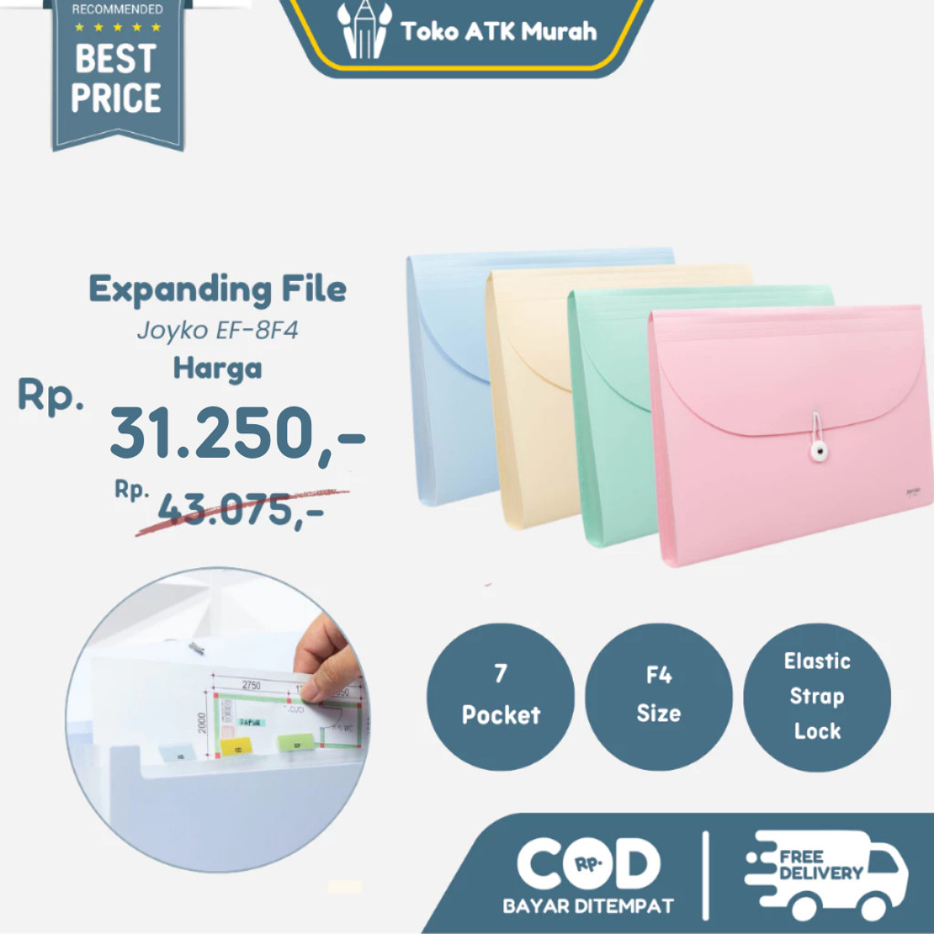 

Expanding File Joyko EF-8F4 Map Harmonika Pastel Color 7 Pocket Folio WE!!