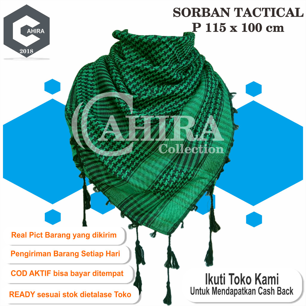 SORBAN TACTICAL SORBAN SURBAN HITAM PUTIH SORBAN RUMBAI JDw1