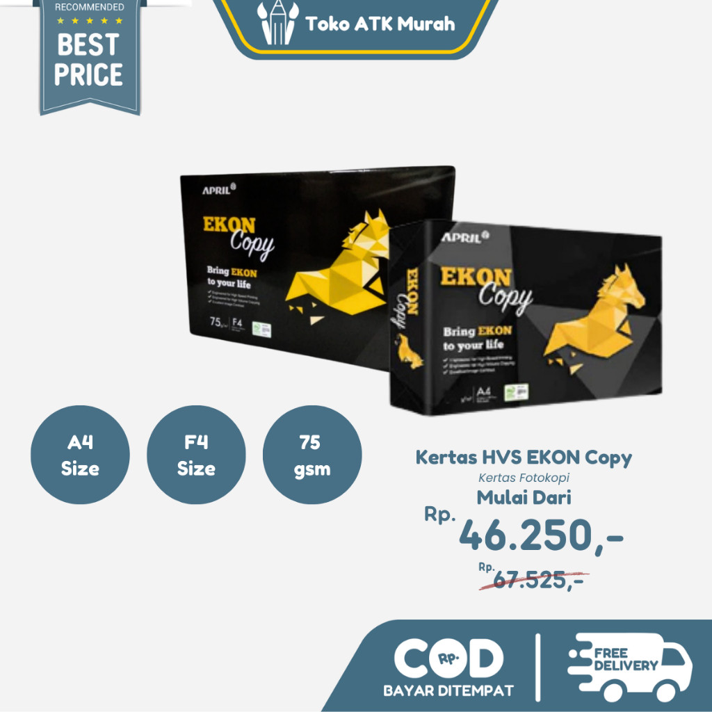 

Kertas HVS A4 / F4 Tebal 75 gsm Ekon Copy