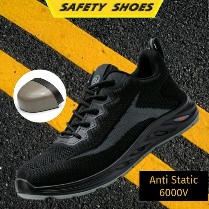 

Terlaris Sepatu Safety Ringan Anti Static 6000Volt Ujung Besi Anti Slip Shoes Antiselip Dasar