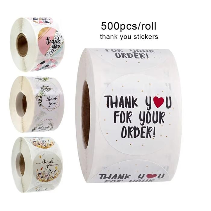 

SALE!! STICKER STIKER TEMPEL TEMPELAN THANK YOU TERIMA KASIH SEAL LABEL KERTAS 1 ROLL ISI 500 PCS