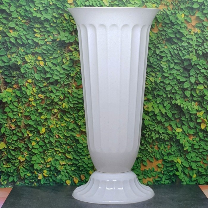Vas Piala Tinggi 39Cm/ Pot Bunga Plastik/ Vas Plastik Putih/ Vas