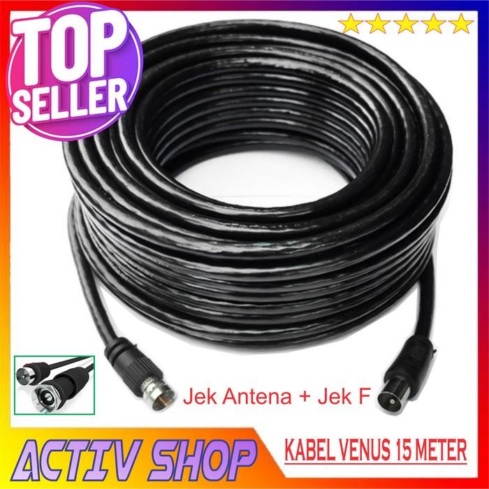 Kabel Antena TV Digital VENUS 15 meter + Jack F Drat + Jack TV Male