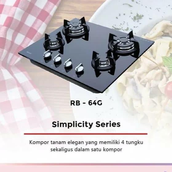 Kompor Gas Tanam 4 Tungku 60 cm Rinnai RB 64G Original Free Jabodetabe