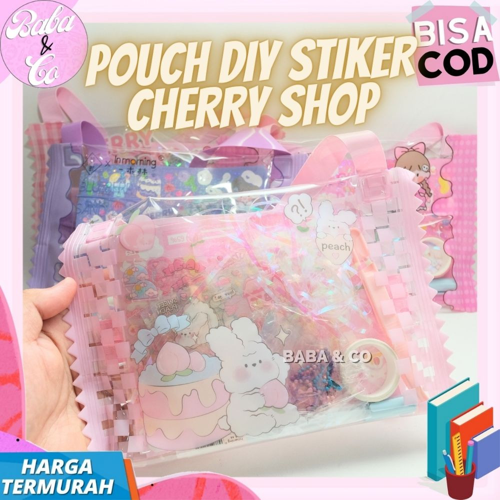 

POUCH DIY STIKER CHERRY SHOP STICKER MOMO TAS BENING UNIK LUCU COD TAS BENING SLEMPANG STIKER UNIK