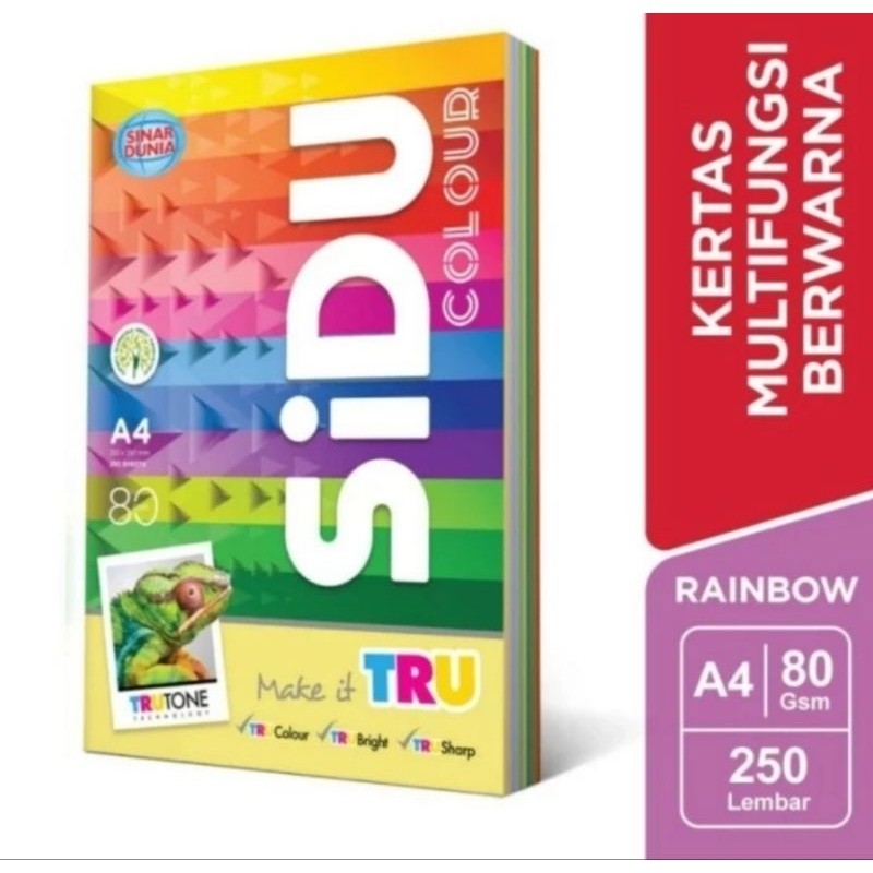 SiDU Kertas HVS Warna warni (rainbow) A4 80gr
