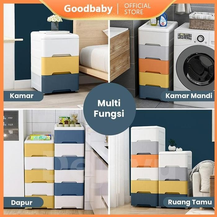 besar Lemari Pakaian Tingkat Lemari Pakaian Susun Plastik Roda Rak Susun Penyimpanan Cabinet Storage