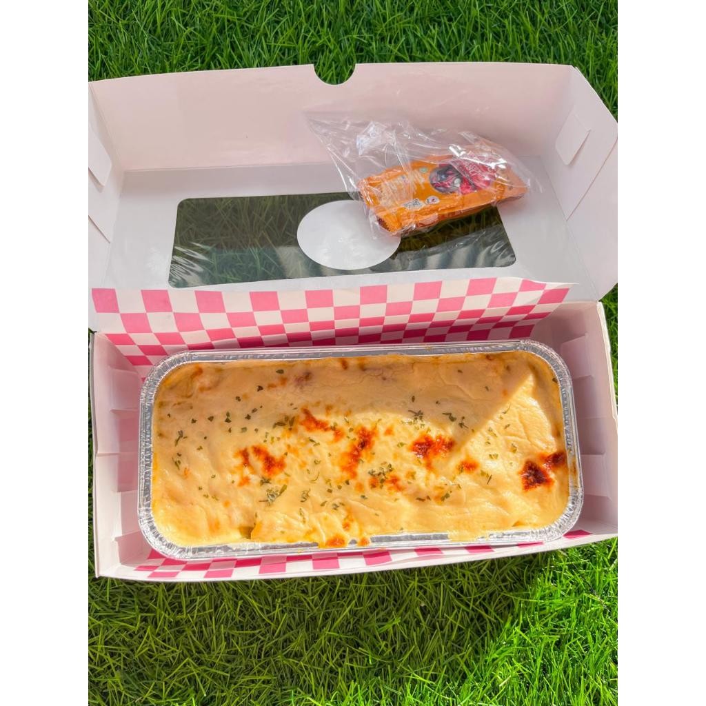 

Olivoliv Snack Spaghetti / Macaroni Brulee (Size 20X10Cm) / Pasta Panggang / Macaroni Panggang