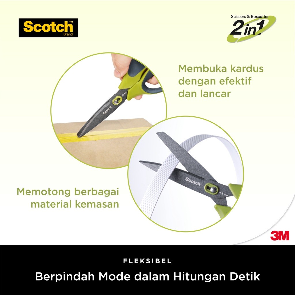 

Scotch Scissors Unboxing , 2 Alat dalam 1 gunting, 1 pc, Hijau, Untuk memotong berbagai kebutuhan