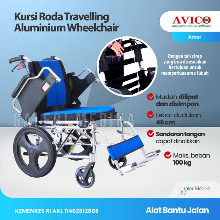 Kursi Roda Travel Avico Amor (973 LAJ) - Kursi Roda Aluminium - GOJEK Premium Termurah Bagus Awet La