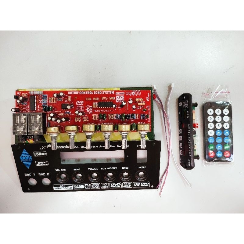 Kit Tone Control Stereo Mic Echo Subwoofer Plus MP3 Bluetooth Karaoke