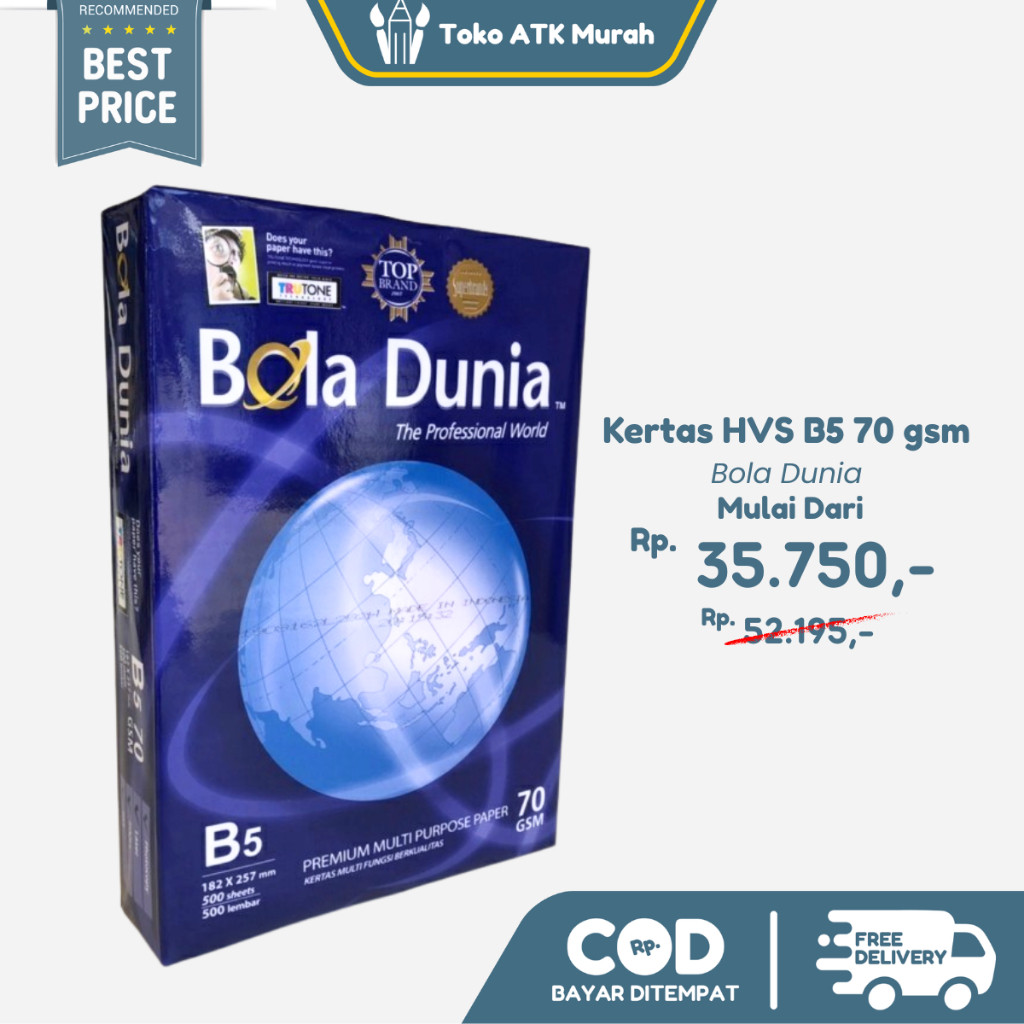 

Hvs Bola Dunia 70gr B5 - Kertas HVS