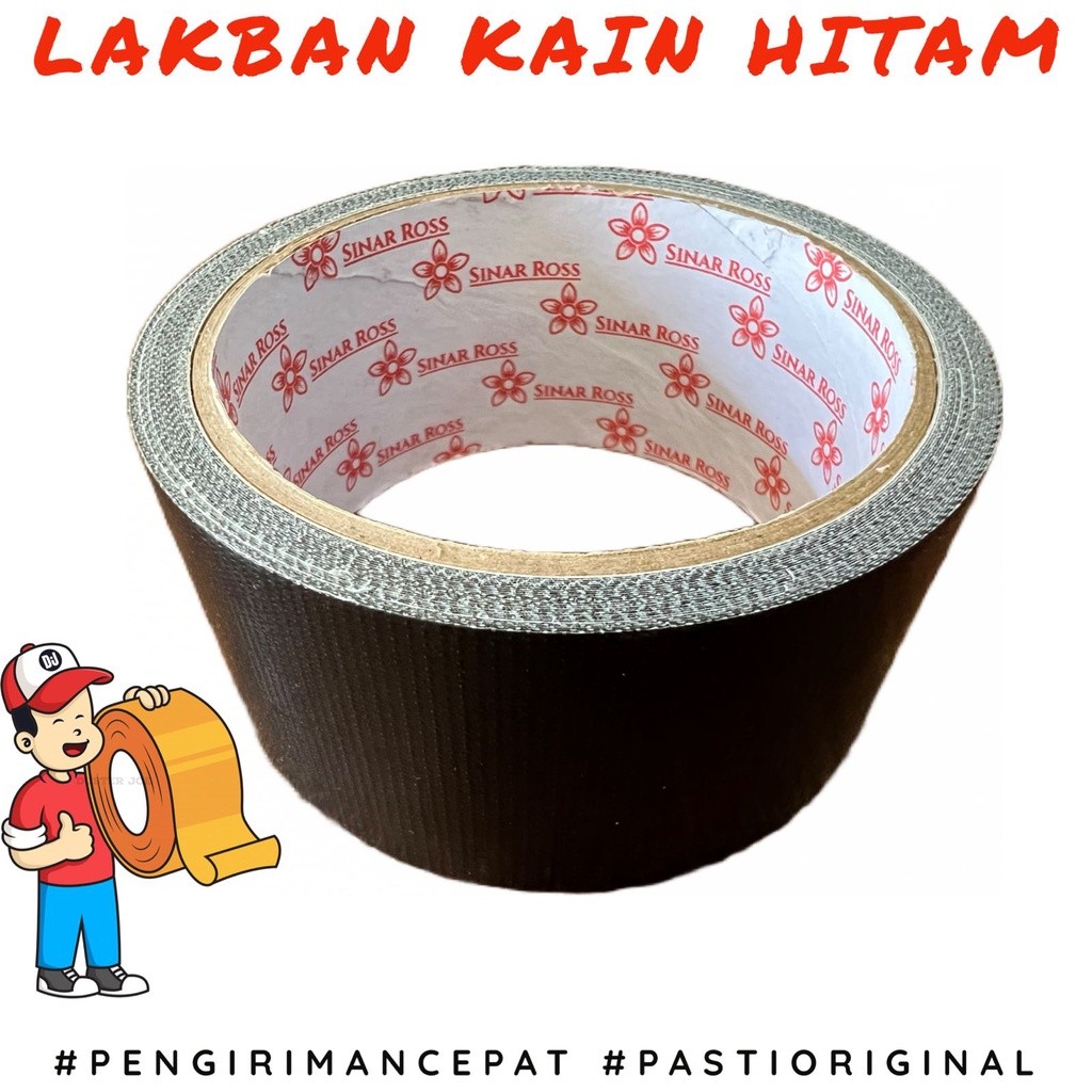 

[PER 1 DUS] Lakban Kain Hitam 2 inch 45mm 10 Yard Cloth Tape Hitam Sinar Ross (1 DUS ISI 72 ROL)