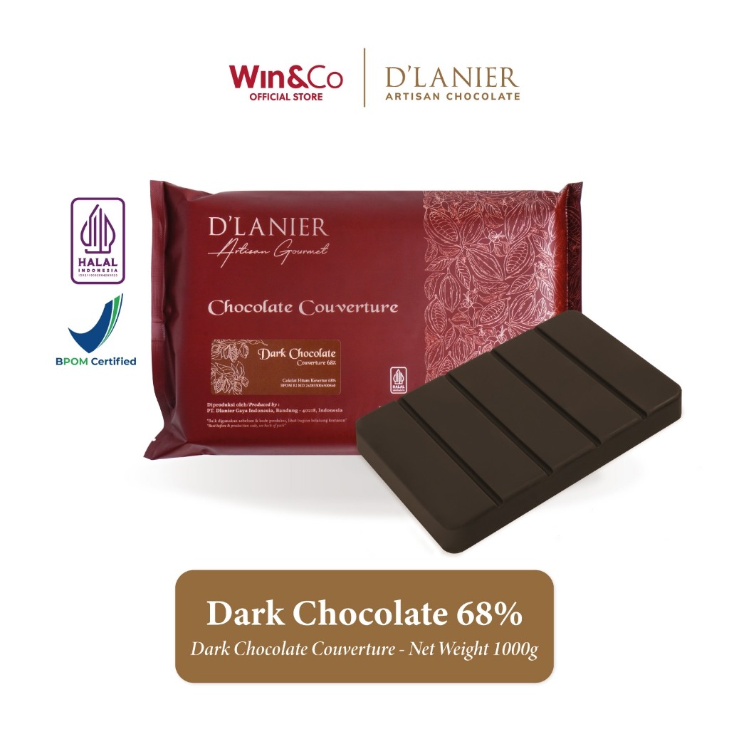 

D'LANIER DARK CHOCOLATE COUVERTURE 68% - 1 KG BEST SELLER