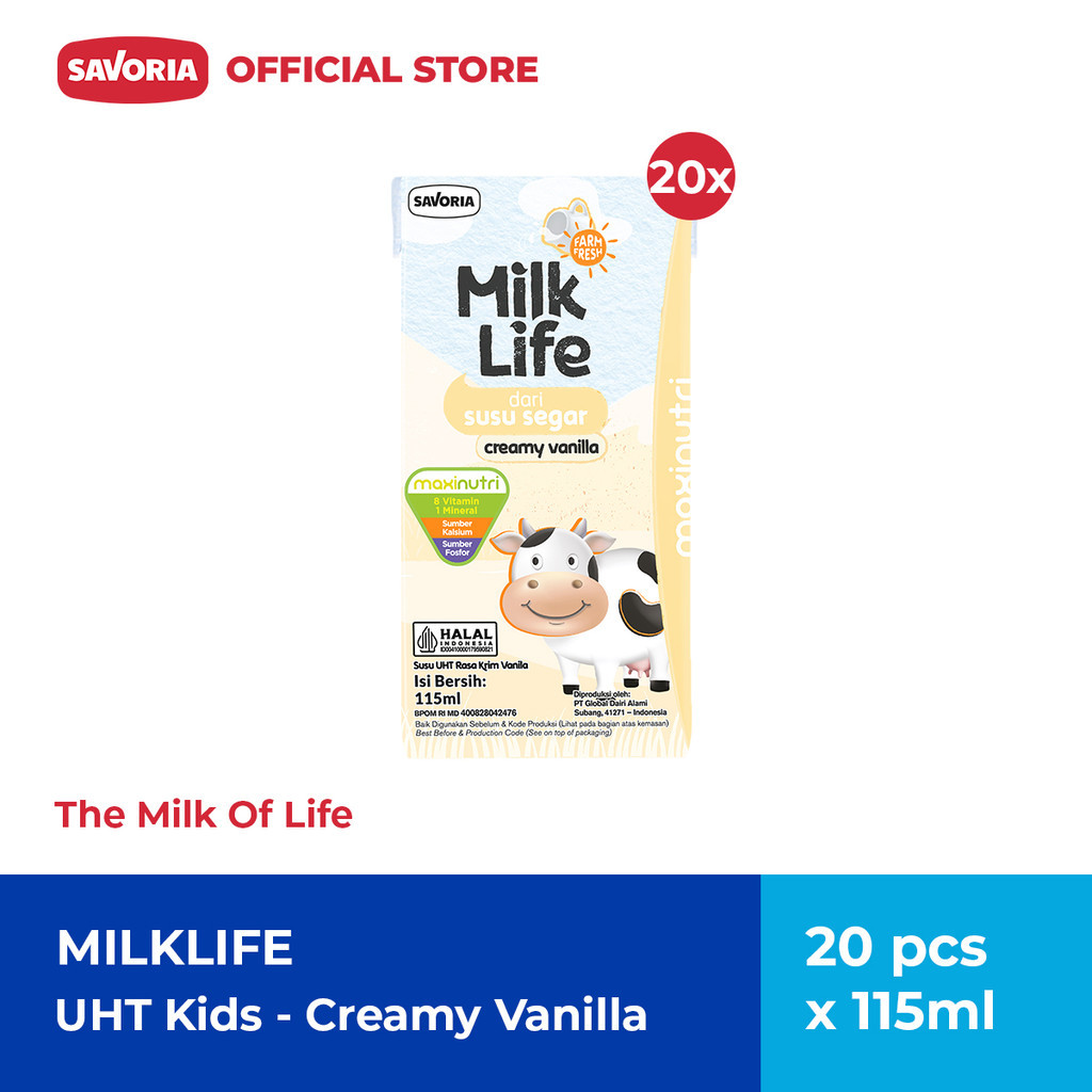 

MILKLIFE UHT KIDS CREAMY VANILLA MILK - SUSU RASA VANILA 20 PCS X 115ML TERLARIS