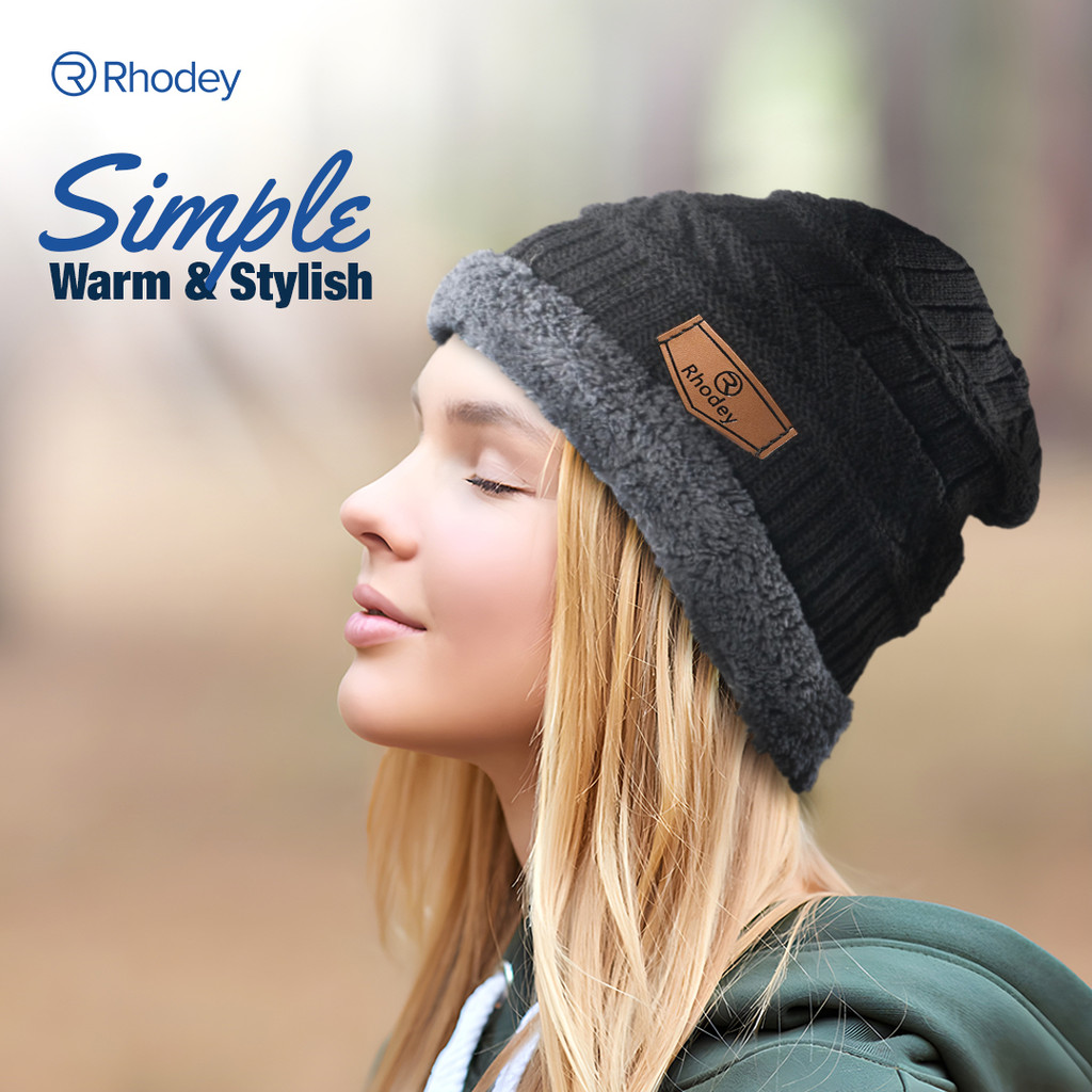 Topi Kupluk Rajut Pria Wanita Poliester Winter Beanie Hat - R54 Topi Gunung Rhodey