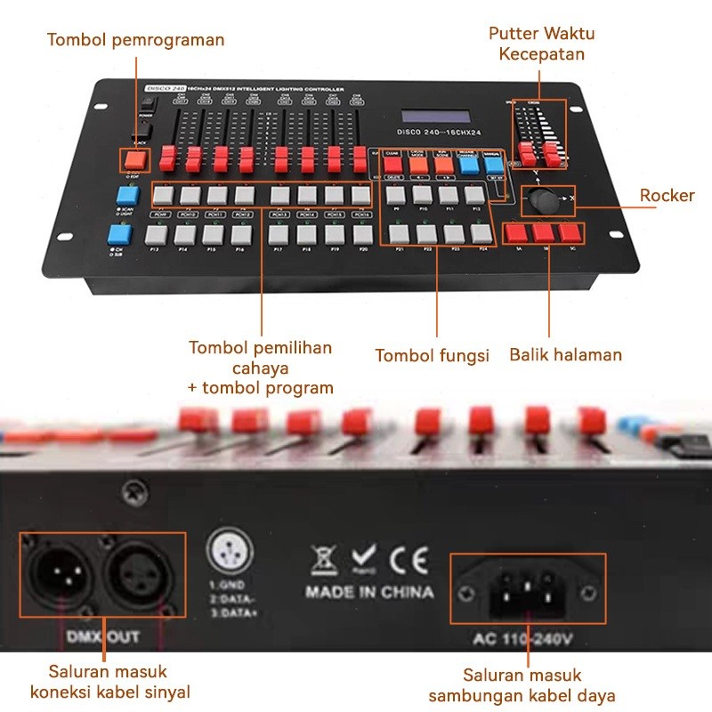 Garansi 3 tahunStage Light Mixer DMX240 DMX 512 lighting Controller Mixer Lighting Crocodile 2024