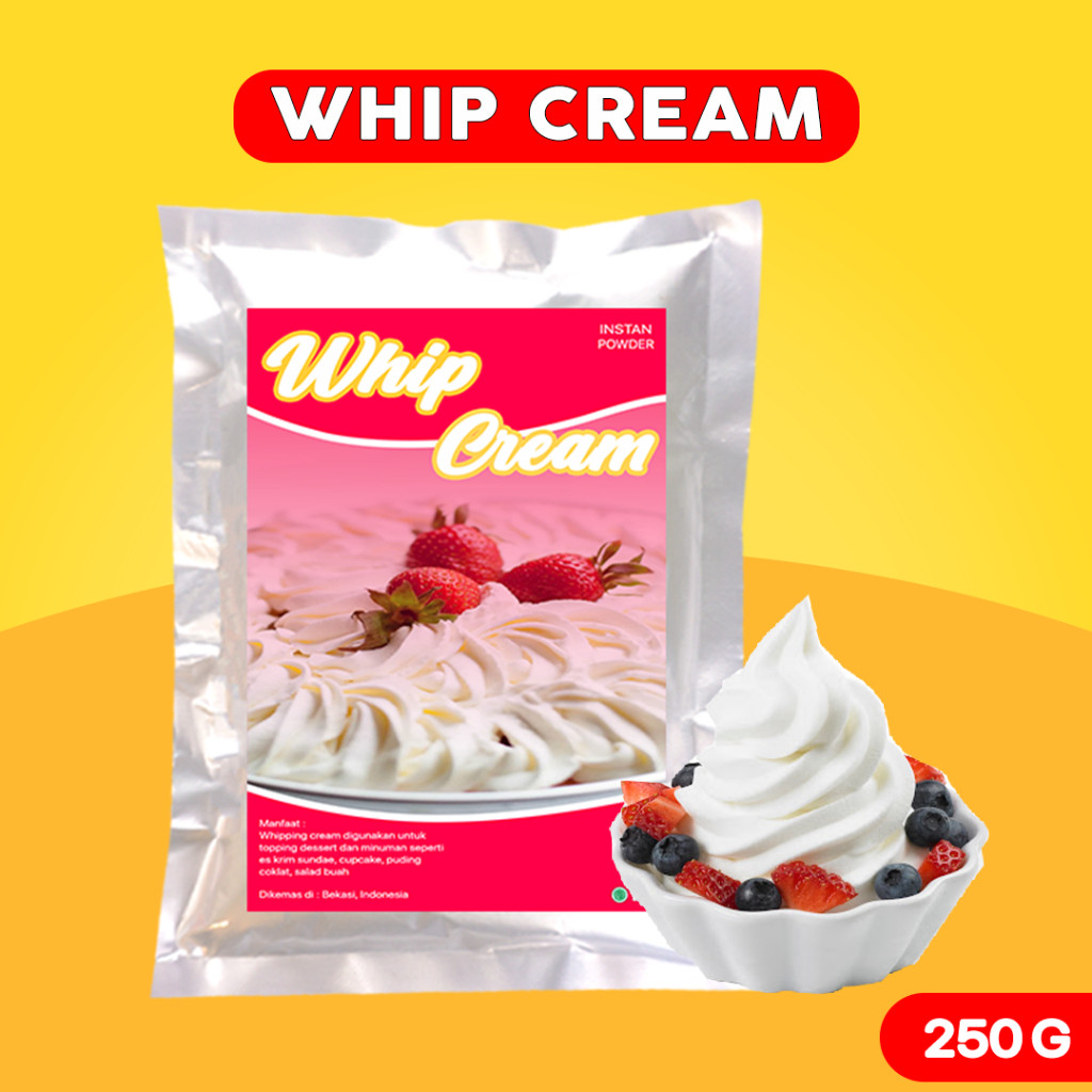 

WHIP CREAM TOPPING PREMIUM 250g / BUBUK WHIP CREAM / WHIPPED CREAM POWDER / WHIPPING CREAM TOPPING