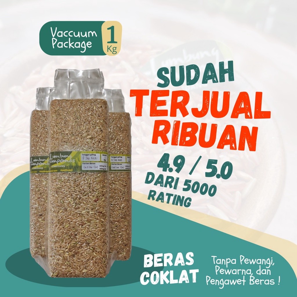 

Beras Coklat Lumbung Tampomas Premium 1kg Kemasan Vakum FoodGrade GRATIS BUBBLEWRAP