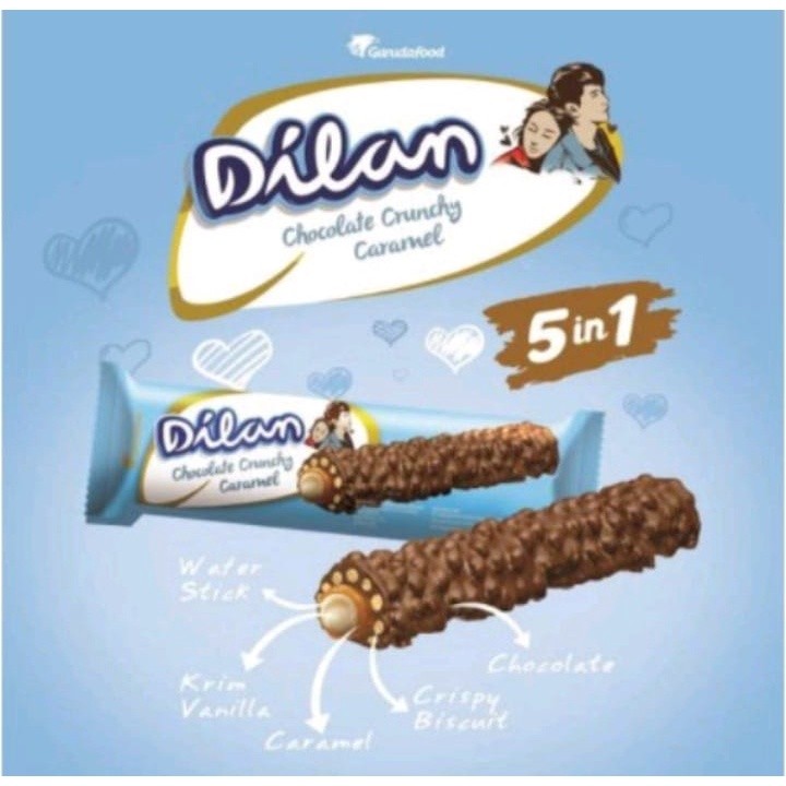 

Dilan Chocolate Crunchy Caramel Box isi 12 pcs Wafer Roll