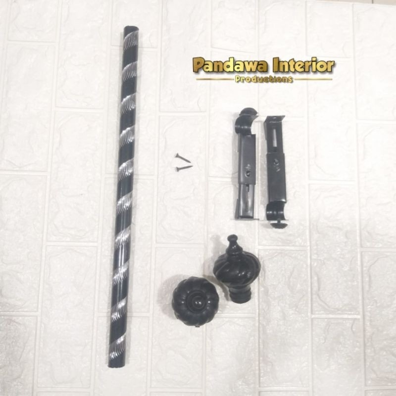 Bergaransi Rell Rolet Batang Gorden 2 Meter, 1,5 Meter Dan 1 Meter Full Set Rel Hordeng/ Tiang