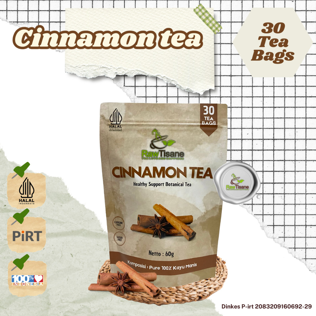 

RAW TISANE Cinnamon Tea : Teh Kayu Manis / Teh Celup Kayu Manis All Varian Isi 30 Tea Bag