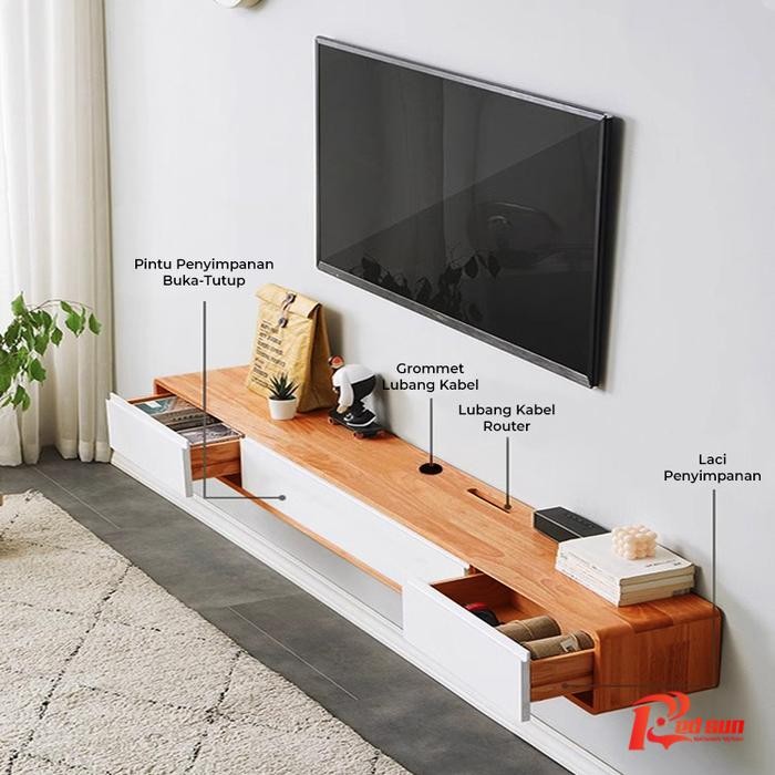 Meja Tv Gantung Minimalis Rak Tv Gantung Minimalis Lemari Tv Dinding Kayu Furniture Aesthetic