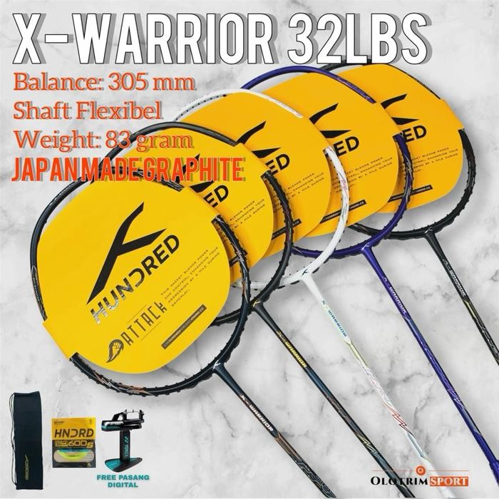 PREMIUM Raket Badminton HUNDRED X-WARRIOR 32LBS XWARRIOR X WARRIOR ORIGINAL