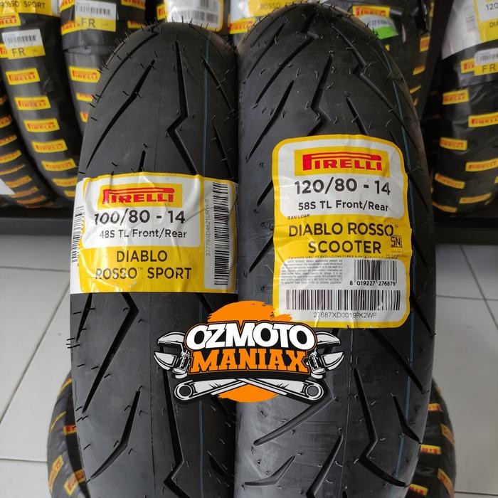 PREMIUM Paket Ban Pirelli Diablo Rosso Scooter 120/80-14 & 100/80-14 PCX/Lexi
