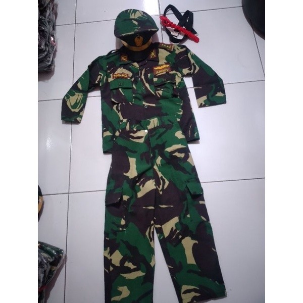 Seragam TNI Anak Karnaval Tentara Kostum TK Pocil/Baju TNI Anak Laki Laki