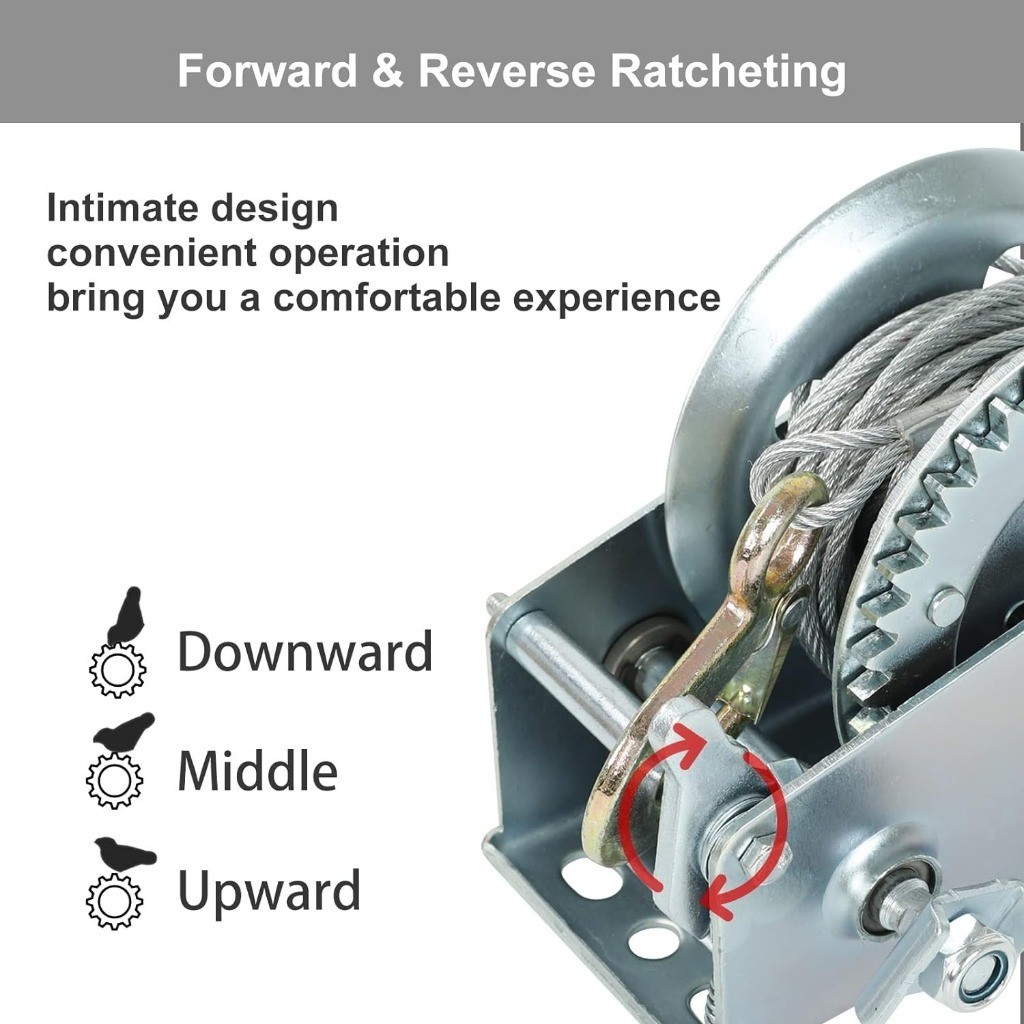800LB Hand Winch 10M/Wire Rope Hand Winch Kualitas Tinggi Hand WinchHand Winch/Boat Winch/Katrol